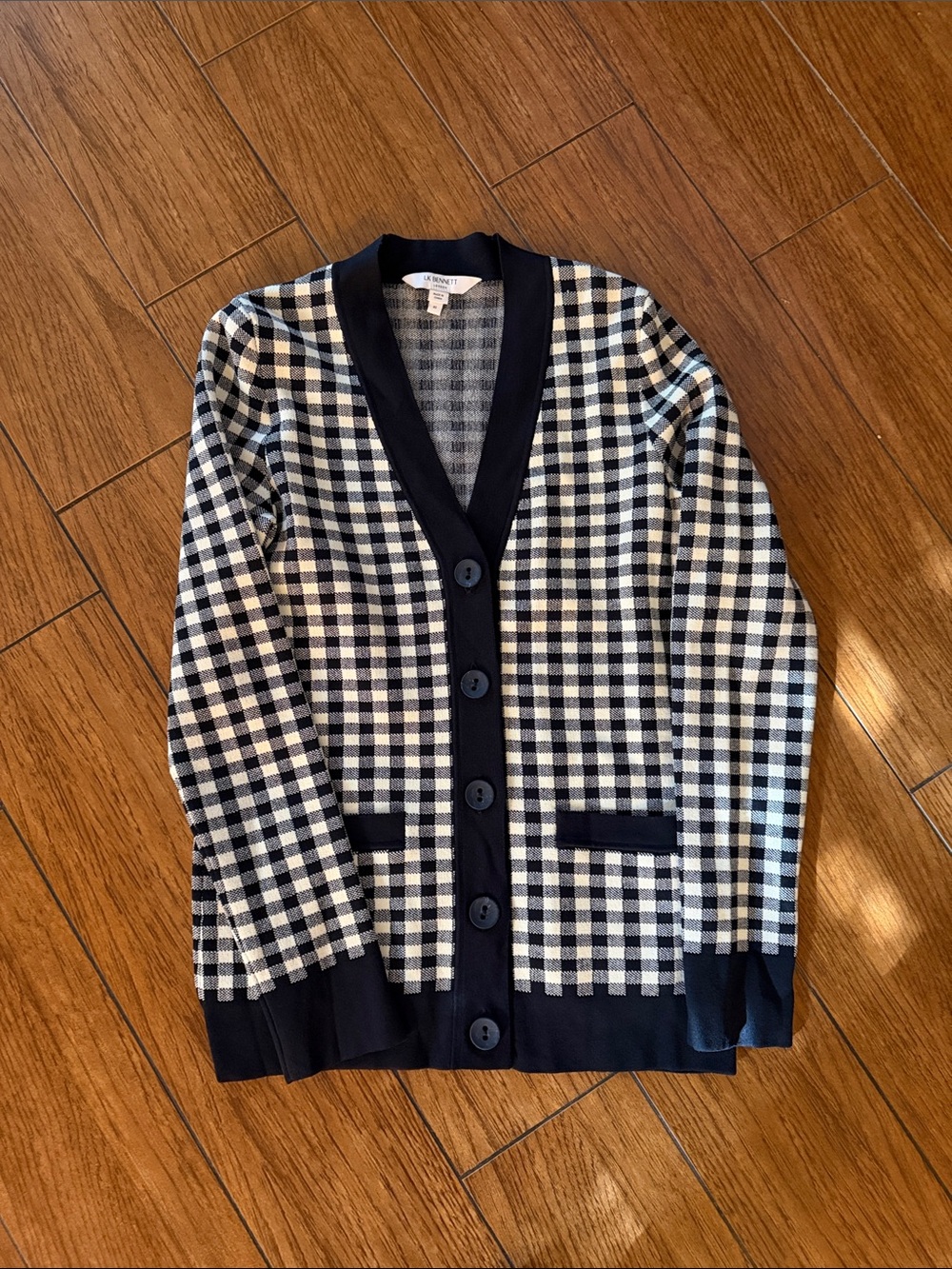 LK Bennett Lea Checked Knit Cardigan